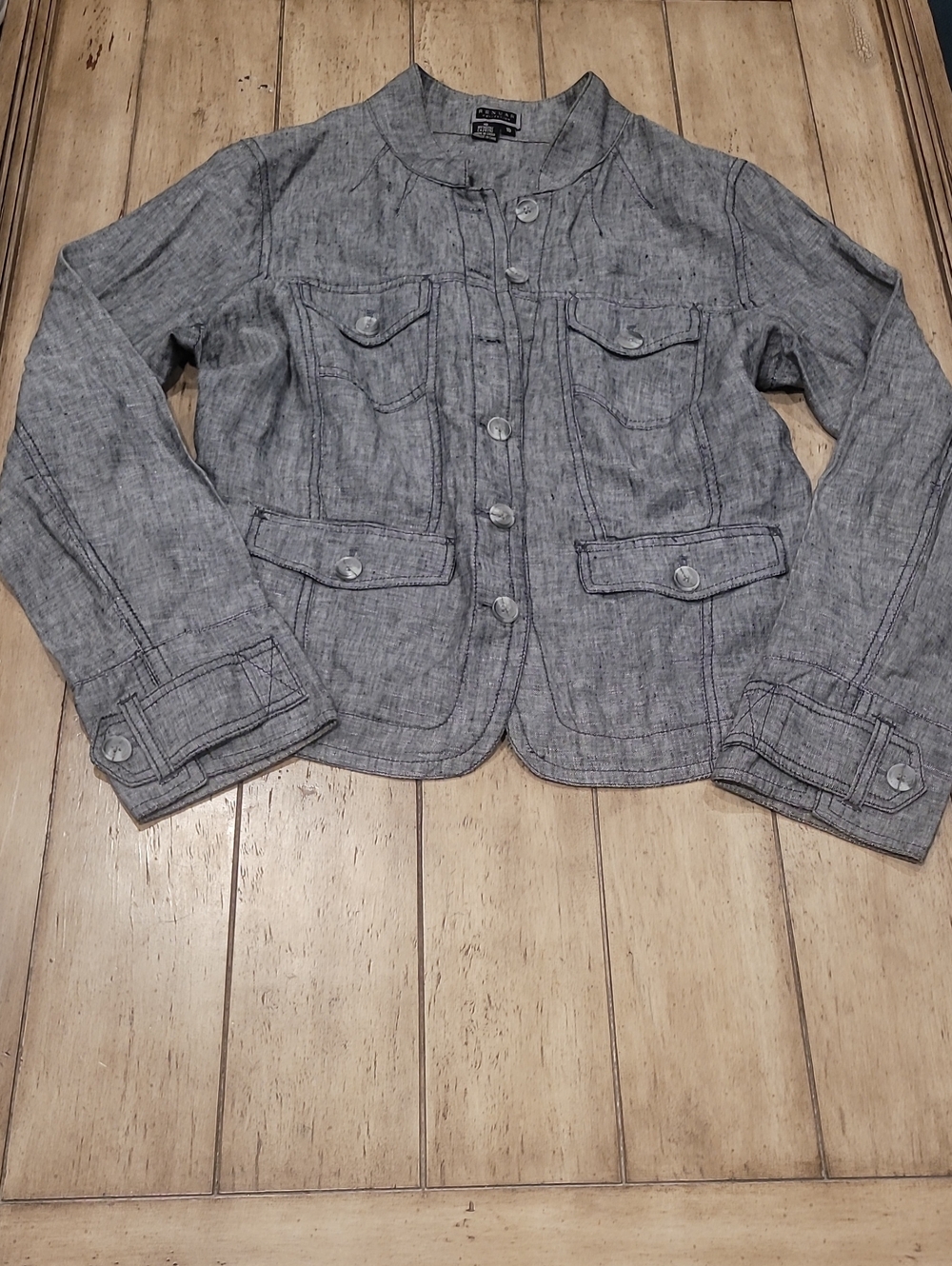 Renuar Women's Light Grey Denim-Style Button Jacket